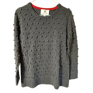 Lisa Perry Pom Pom Knit Sweater SZ S Merino Wool Cashmere Preppy Classic Cozy